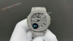 E7 Factory Patek Philippe Nautilus 9015 Movement 40mm White Index Iced out Watch
